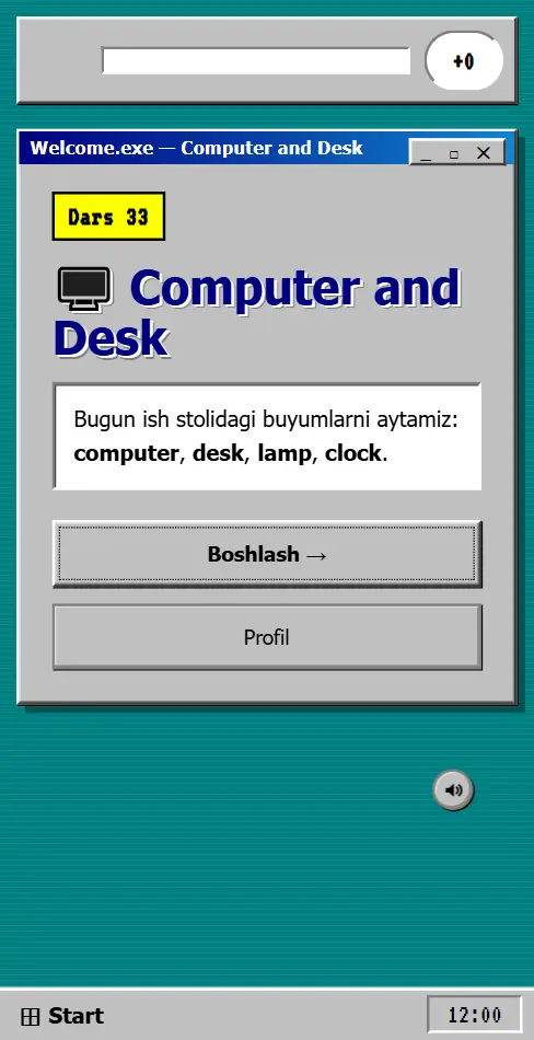 33-dars ekrani: eski kompyuter oynasi